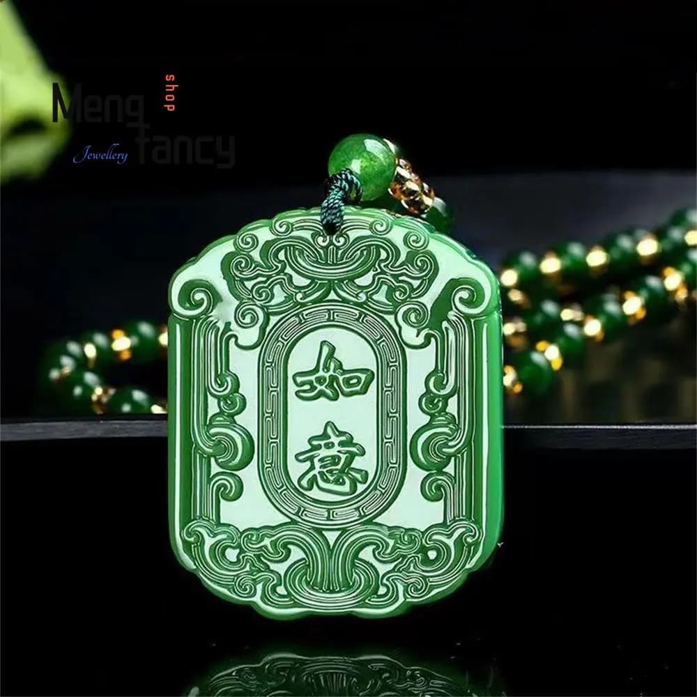Pendentif Auspicieux en Jade Ruyi de Style Ancien en Jaspe Hetian Naturel, Plaque Porte-Bonheur de S