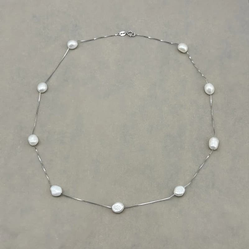 Collier de perles baroques véritables pour femmes, 6-7mm, perles d'eau douce naturelles, ras du cou