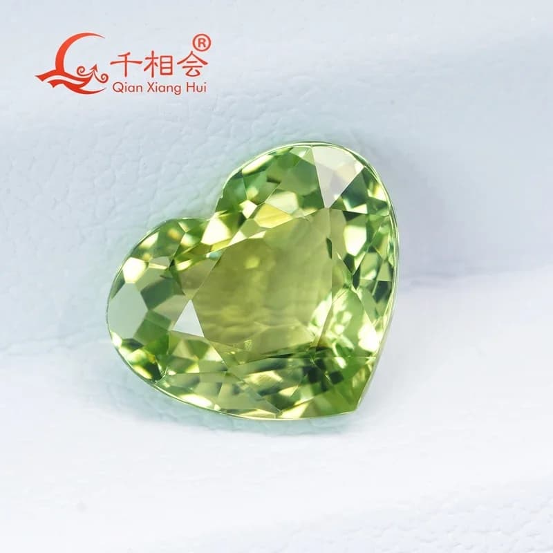 Tourmaline naturelle en forme de cœur, 1,77 ct, vert jaunâtre, pierres précieuses amples, certifiées