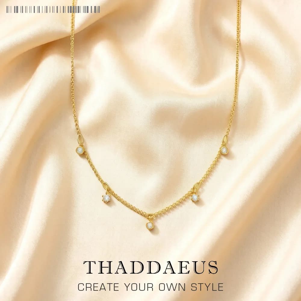 Collier chaîne à maillons en or, pierres blanches, bijoux fins, argent sterling européen 925, tout n