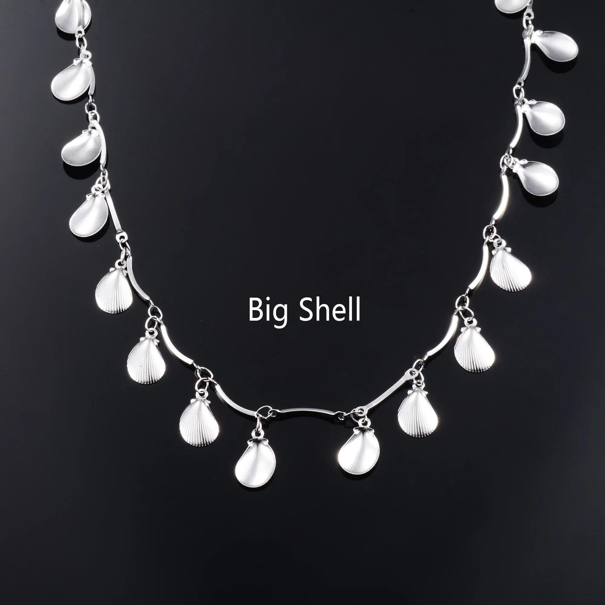Collier Chic en acier inoxydable, chaîne en coquillage pour femmes et hommes, couleur argent/or, ras
