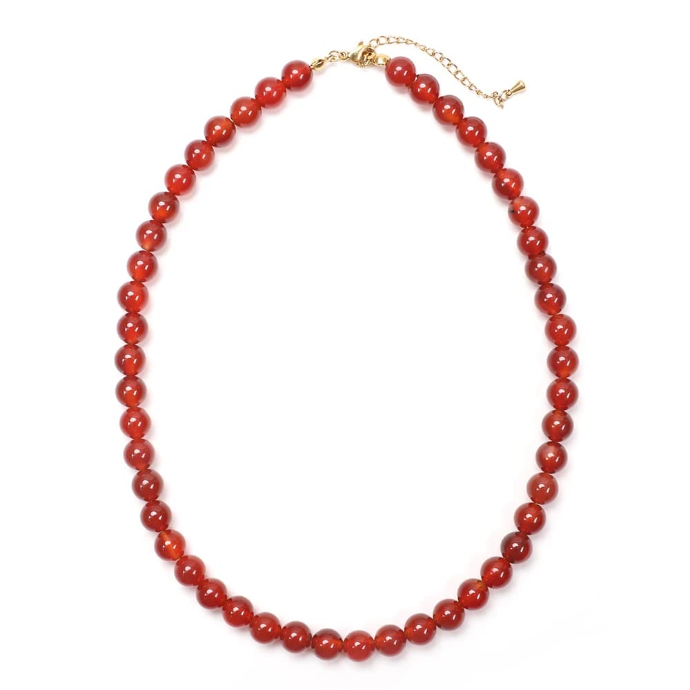 ZMZY-Collier de Perles en Pierre Naturelle d'Agates Rouges, Bijoux Ras du Cou Equiround, group Guéri