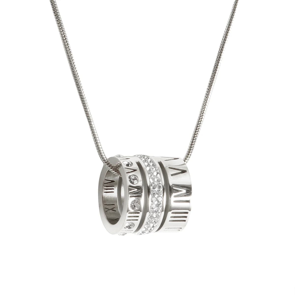 ZMfashion-Collier pendentif en chiffres romains incrustés pour femmes et hommes, bijoux de luxe clas