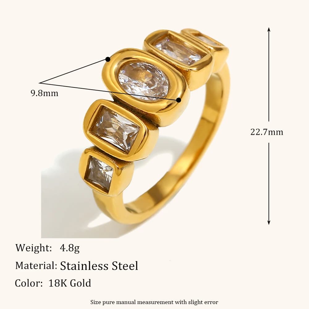 La. Muses – bague géométrique en Zircon brillant pour femmes, en acier inoxydable, plaqué PVD 18K, b