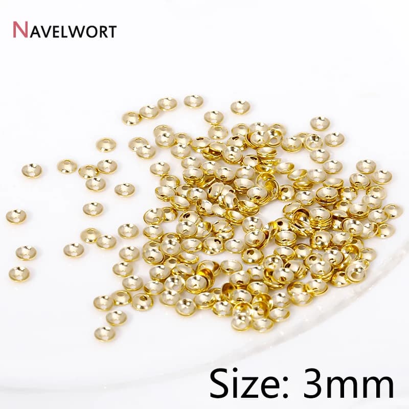 Capuchons de perles en laiton pour bijoux exécutifs, petits capuchons plaqués or 14 carats, capuchon