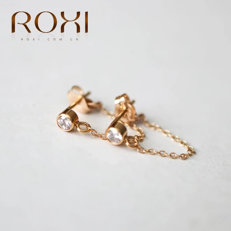 ROXI – boucles d'oreilles en argent Sterling 925, bijoux de luxe avec chaîne en Zircon, AAAAA