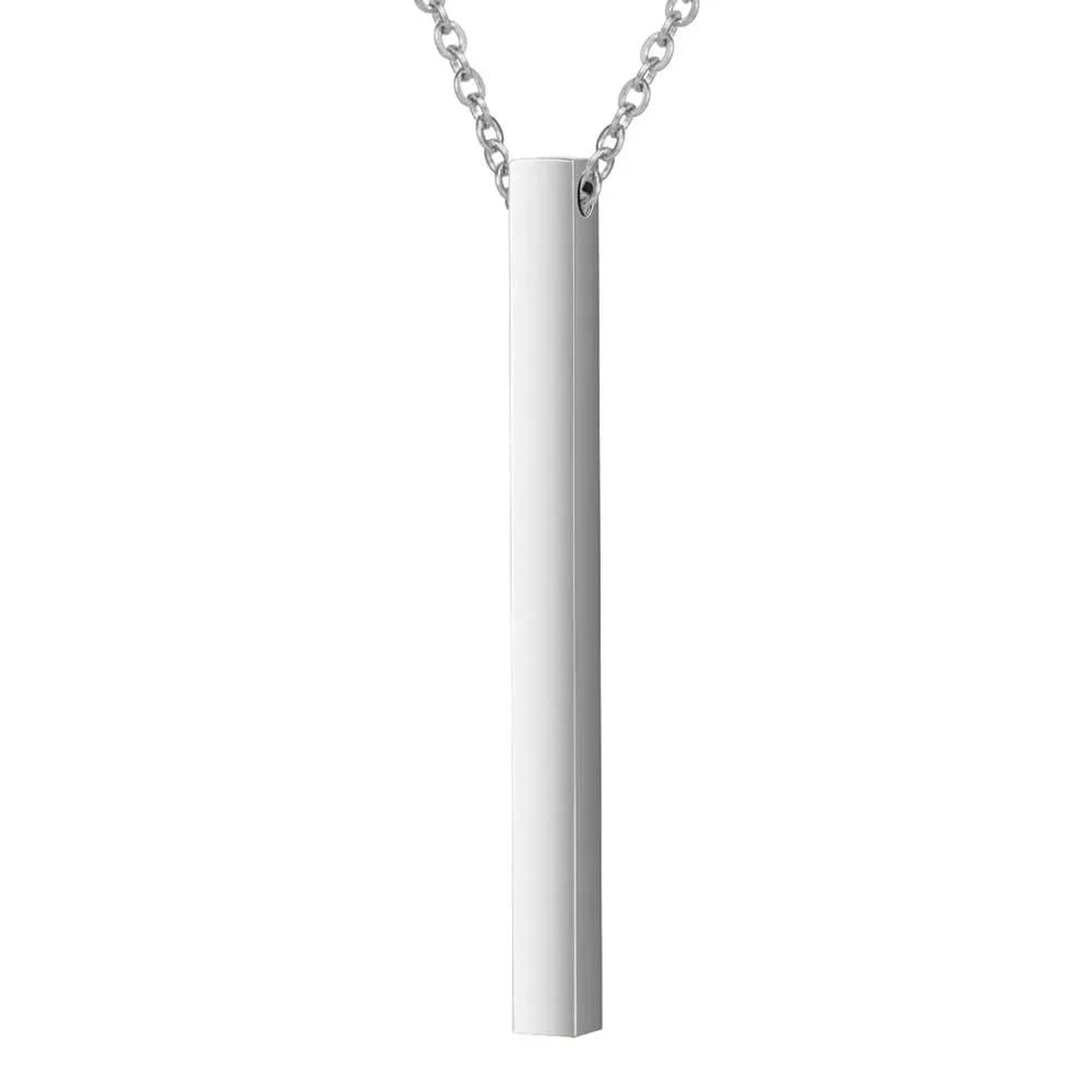 Personnalité personnalisée graver coordonnées nom barre en acier inoxydable collier pendentif hommes