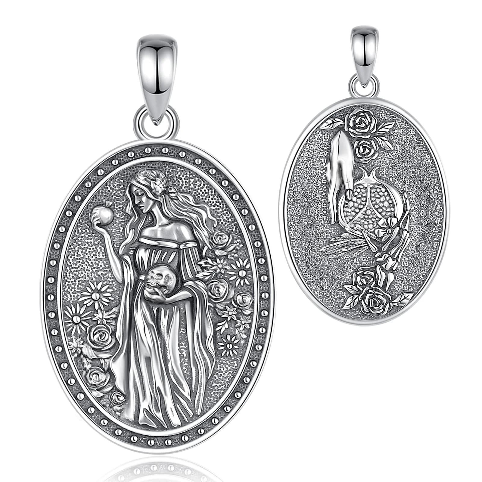 Eudora 925 argent Sterling déesse sombre Persephone collier grenade crâne pendentif mythologie grecq