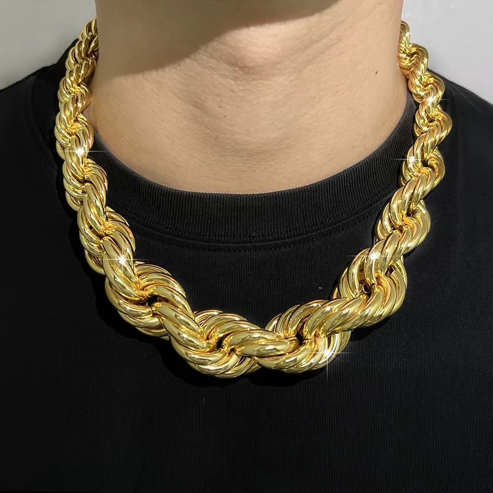 ULJ Hip Hop Street Style exagérer grande mode épaisse unisexe couleur argent doré bijoux Cool