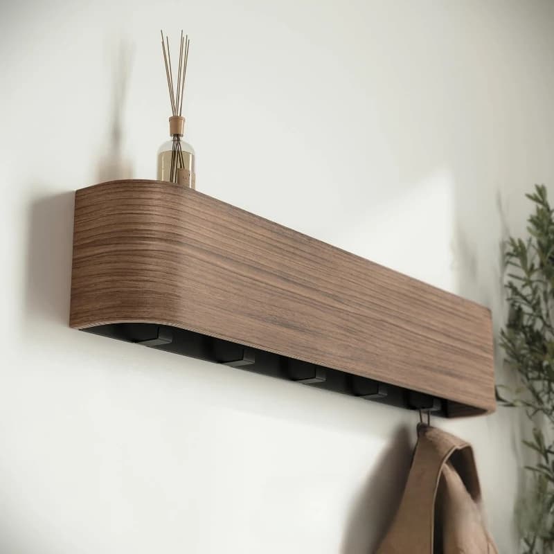 Porte-manteau mural en bois, support mural, organisateur monté sur porte, 5 crochets, étagère pour c
