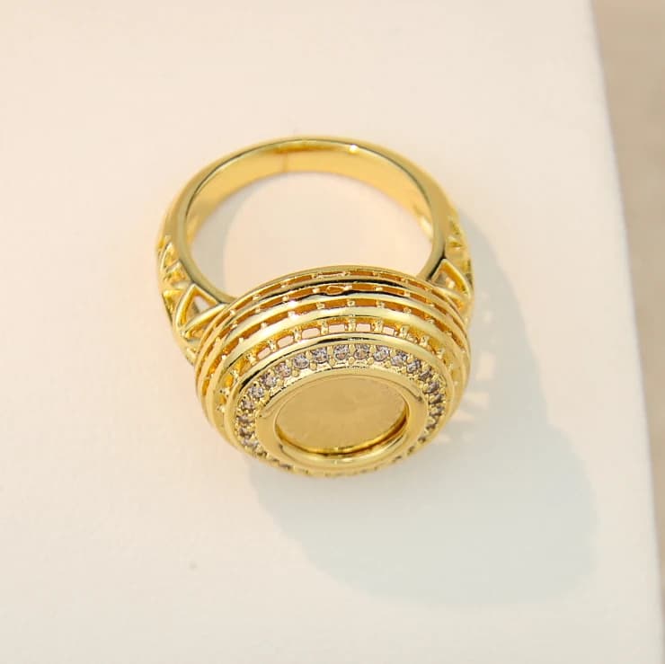 Bagues de pièces de monnaie Totem turques plaquées or 18 carats, zircone, anneau à main du moyen-ori