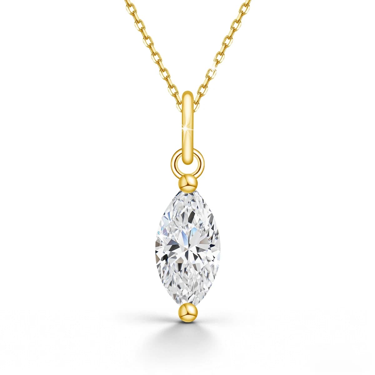 Collier pendentif solitaire en moissanite taille marquise pour femme, chaîne de clavicule en argent