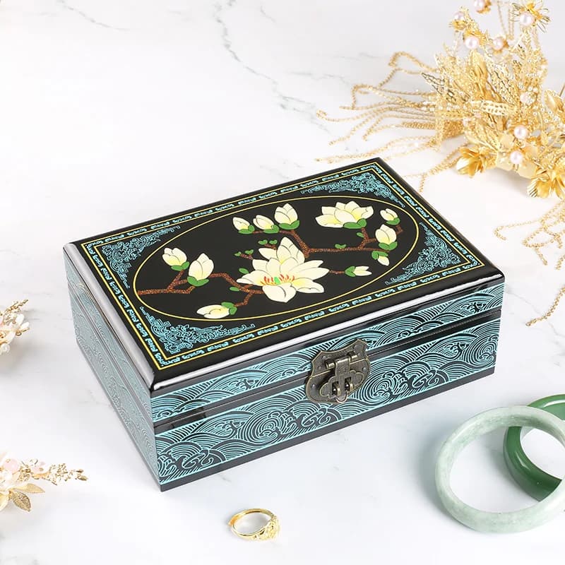Boîte à bijoux vintage en bois avec miroir – Design rustique pour bracelets et montres, cadeau parfa
