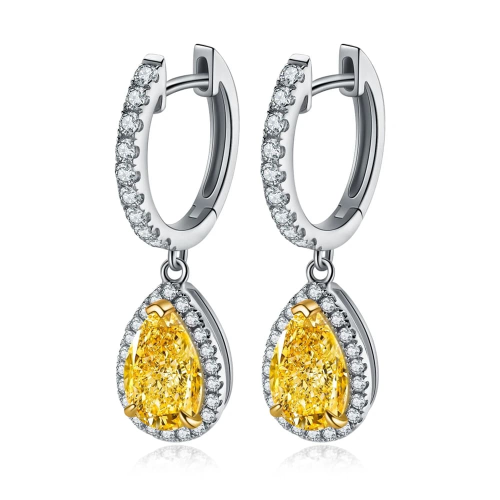 Boucles d'oreilles pendantes en argent sterling 925 classiques PuBang Fine Jewelry, saphir citrine t