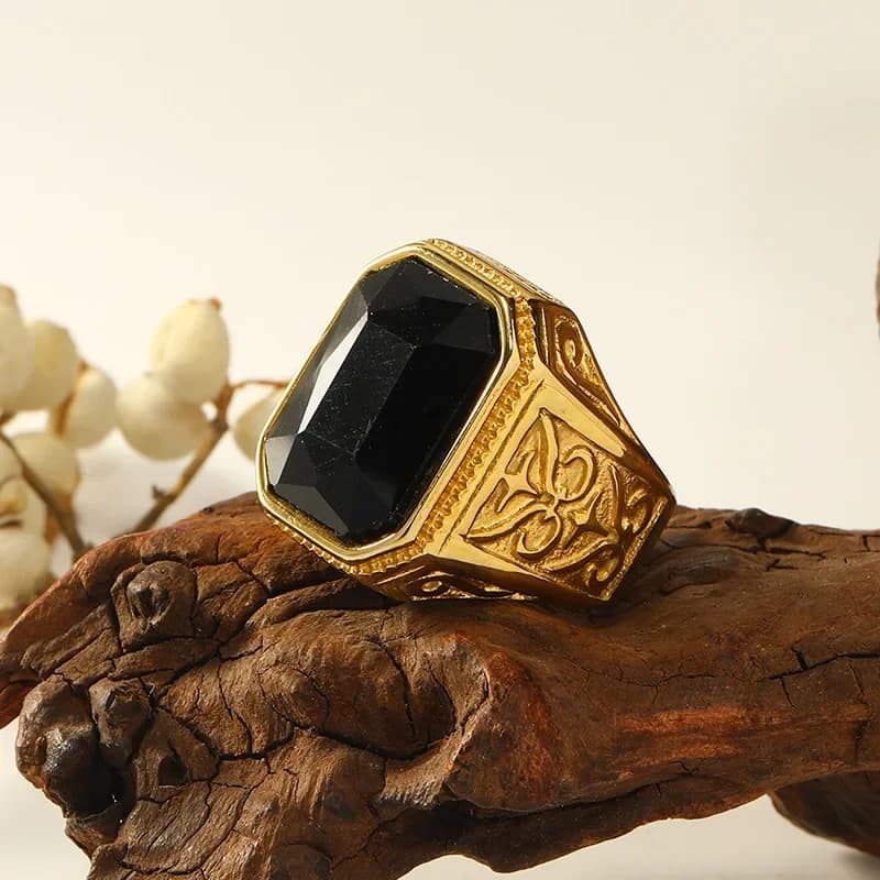Bagues en pierre d'acier inoxydable pour hommes et femmes, bijoux de charme, bleu, noir, rouge, punk