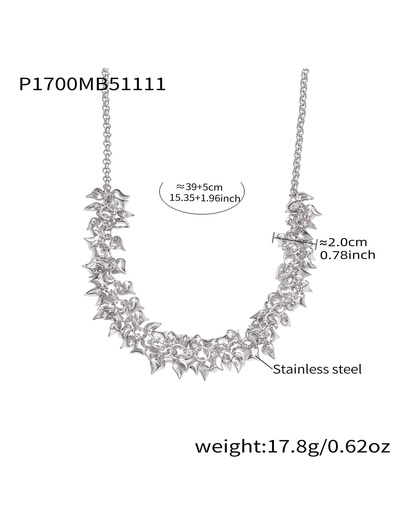 Liora mode plein coeur pendentif breloque colliers pour femmes PVD plaqué or en acier inoxydable cha