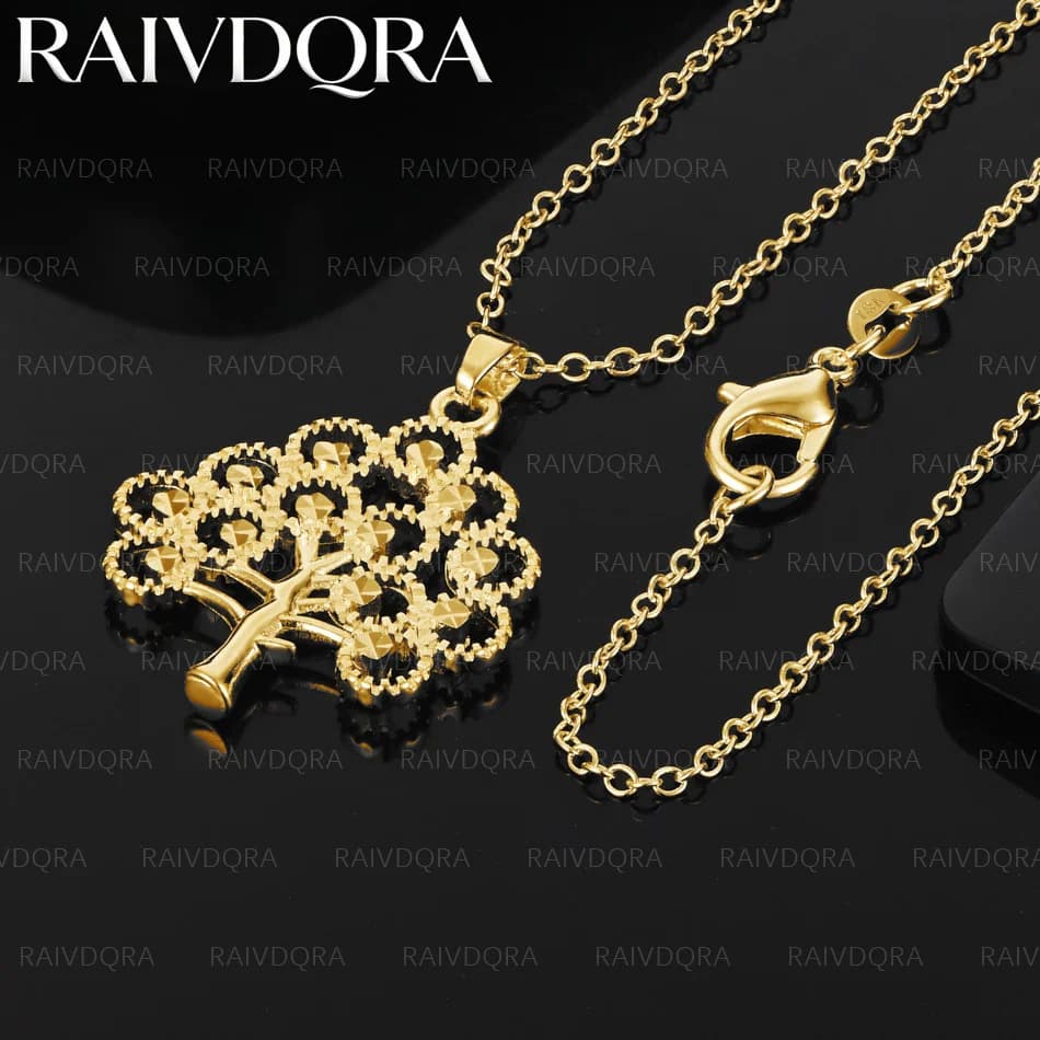 Collier pendentif arbre plaqué or 18 carats pour femmes et hommes, cadeaux créatifs, style streetwea