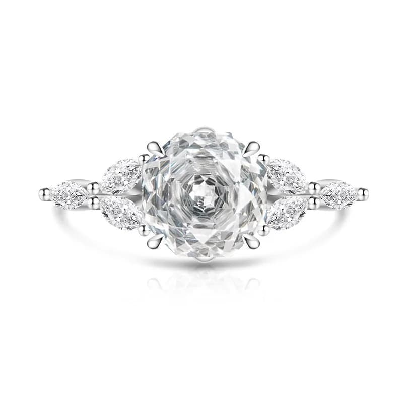 Bague en argent sterling 925 avec diamant à taille rose romantique et motif branche fleurie, bijou p
