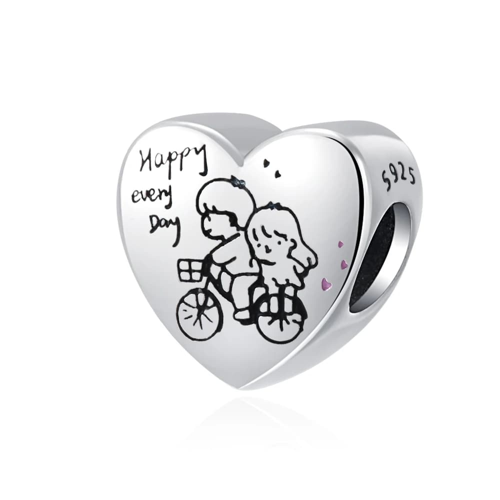 Nouveau 925 argent saint valentin doux amour Rose pendentifs breloques perles ajustement Original Br