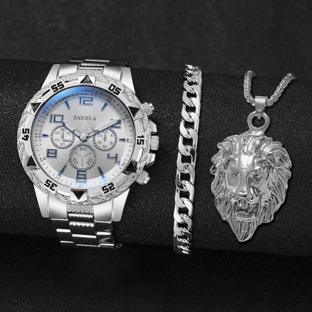 3 pièces/ensemble mode bracelet en acier montres pour hommes cadran arabe homme montres d'affaires e