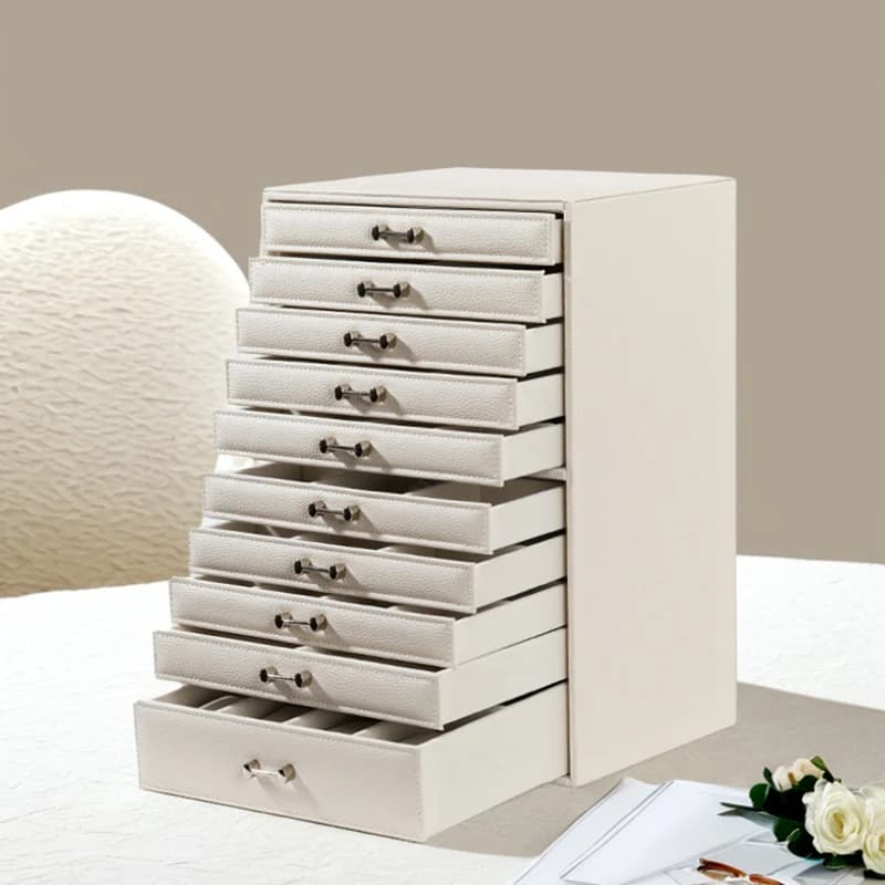 Grande boîte à bijoux en cuir PU, boîtes de rangement, vitrine professionnelle, boucles d'oreilles,