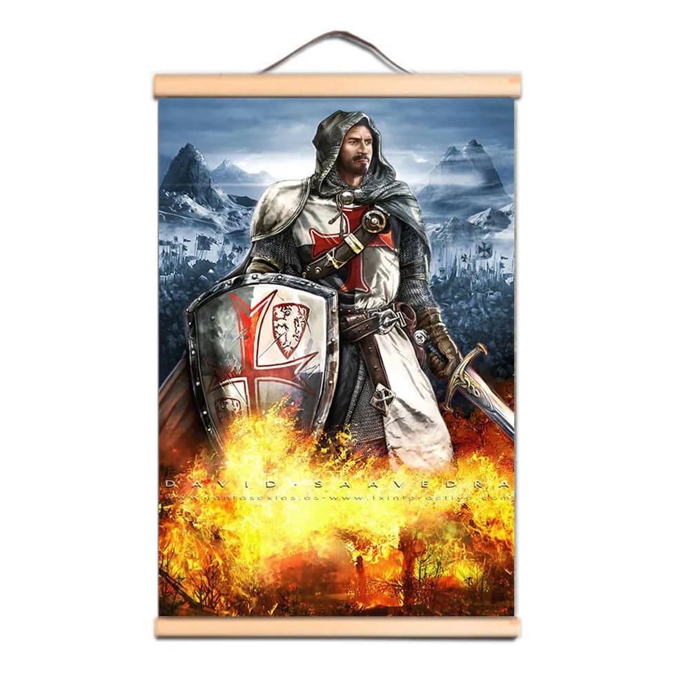 Chevaliers maçonniques templier drapeau bannière Vintage chambre maison décoration murale Christ cro