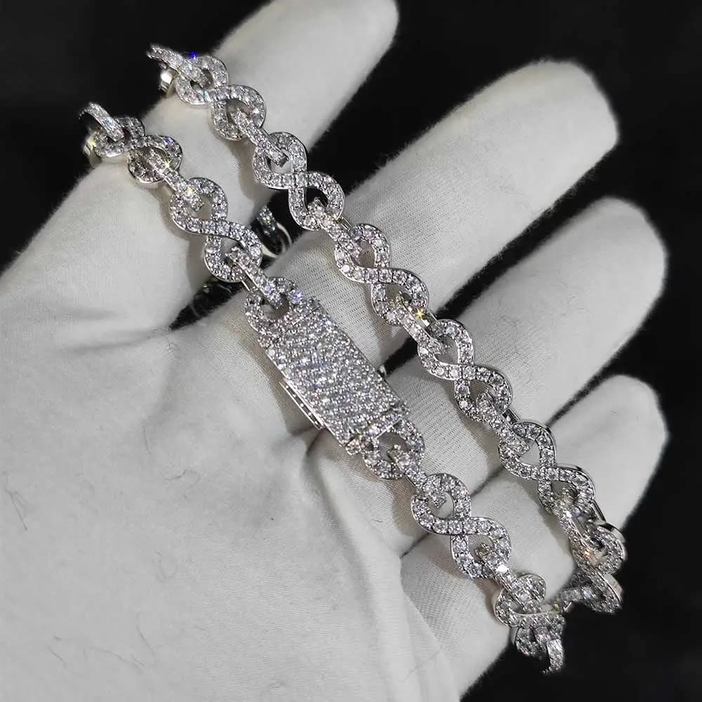 Collier Infini 6mm en Bijoux Fins pour Femme, Chaîne Cubaine Bling Iced Out à 8 Maillons, Cadeau Hip