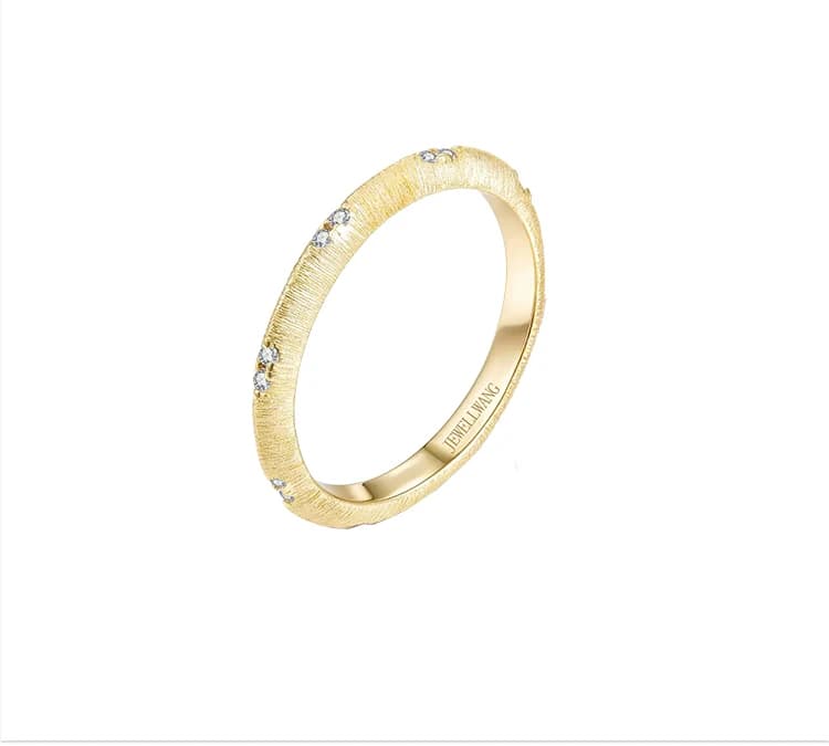 JEWELLWANG – bagues de couple en saphir blanc, artisanat italien brossé, luxe minimaliste, bague de