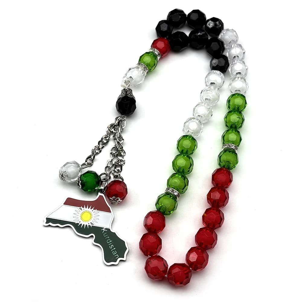 Porte-clés chapelet Tasbih drapeau kurde, bijoux du Kurdistan, à suspendre pour voiture, maison ou b