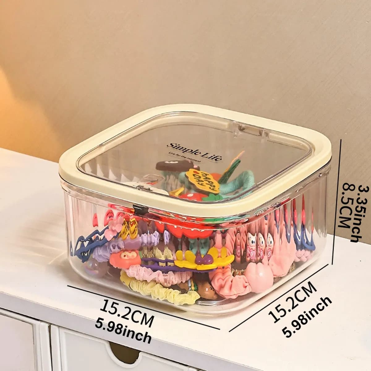 Boîte de rangement d'accessoires pour cheveux, boîte à bijoux à pression sur le bureau, avec couverc