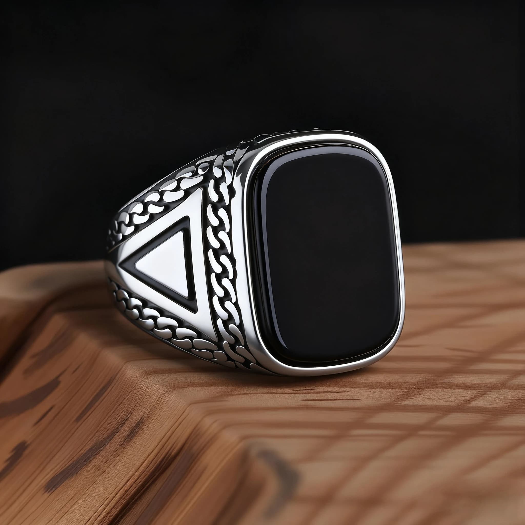R3427 hommes de haute qualité en acier inoxydable 316L variété Onyx anneaux mode tendance bijoux
