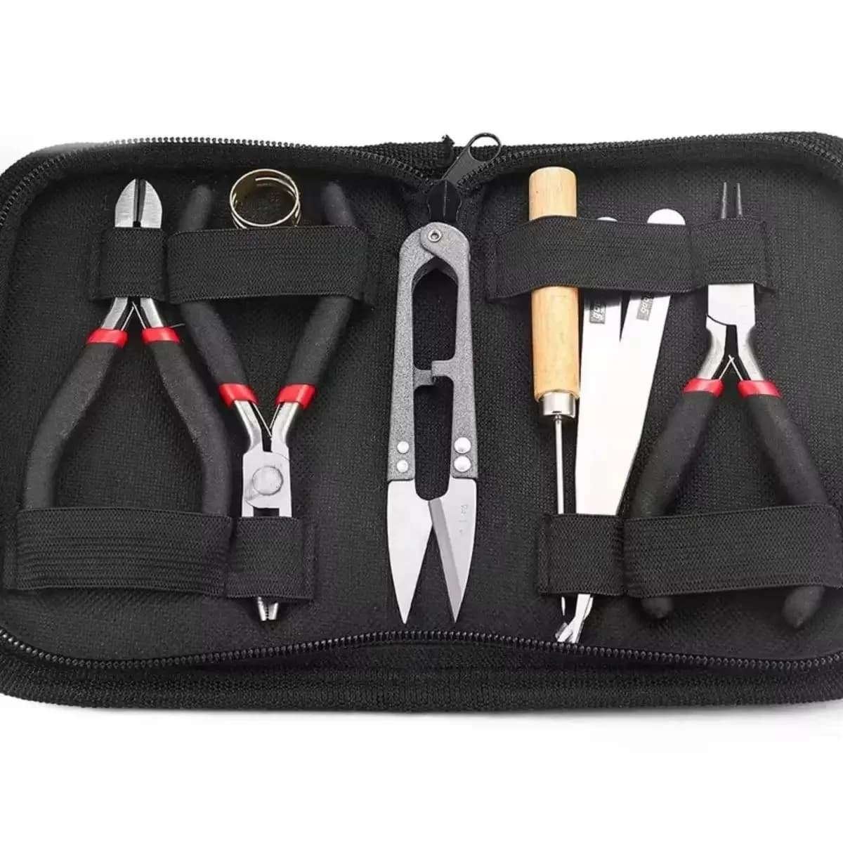 1 ensemble d'outils de fabrication de bijoux, organisateur de pinces, pincettes, raccords, Kit de fa