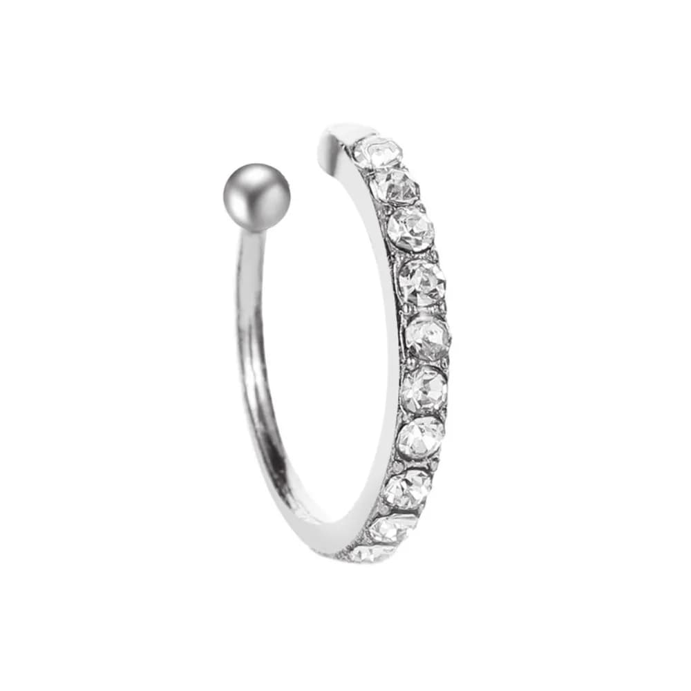1 pièce Manchette d'oreille tendance en argent et or, style hélix, entièrement sertie de diamants, à
