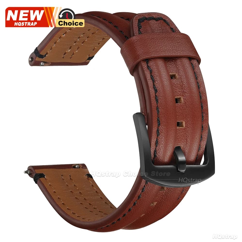 Bracelet de montre pour homme Double Bone, 20 mm, 22 mm, 24 mm, en cuir, à libération rapide, pour m