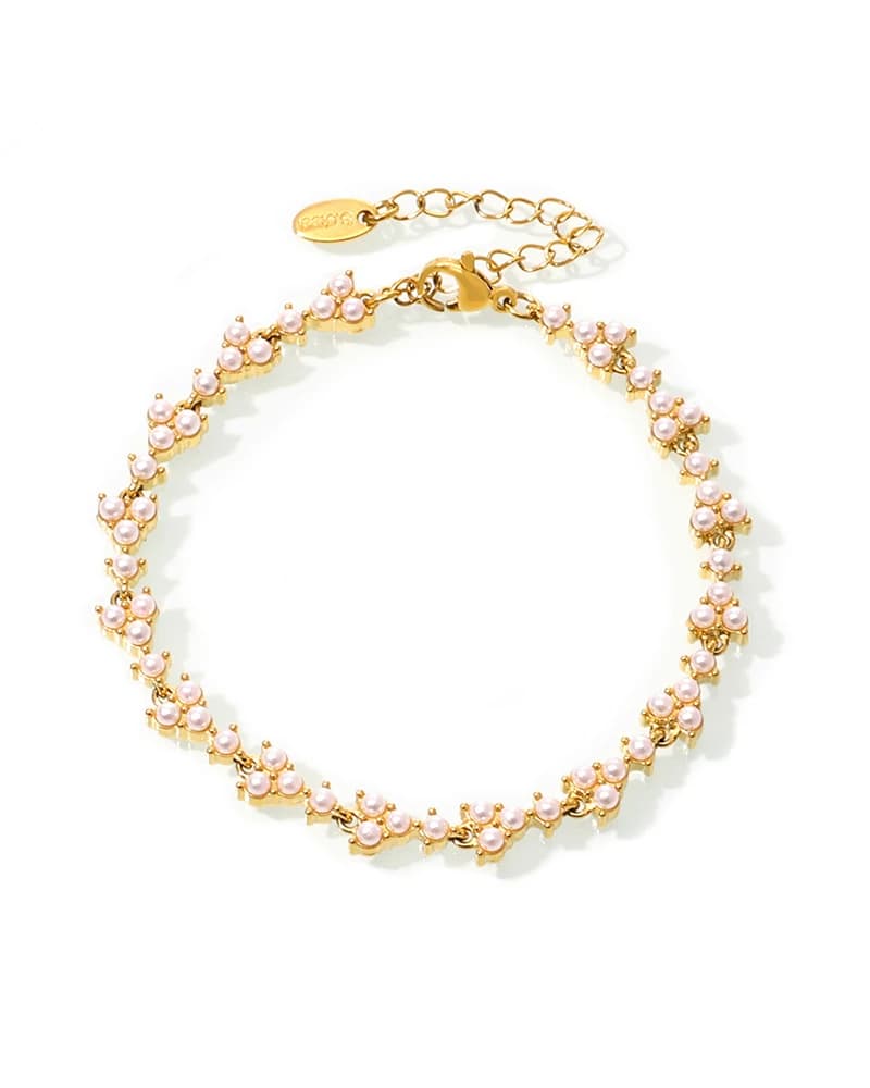 Collier et Bracelet en acier inoxydable pour femmes, avec perles de coquillage, plaqué or 18 carats,
