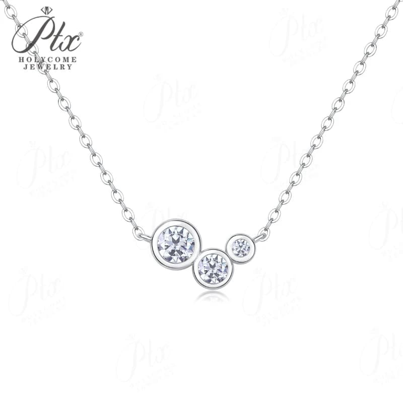 Collier en moissanite, pendentif rond classique étincelant, bijoux en argent sterling 925, cadeau d'