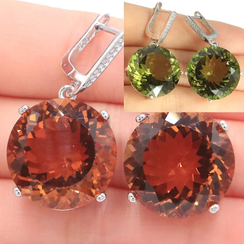 Ensemble de bijoux en argent pour femmes, boucles d'oreilles pendantes, zultanite, alexandrite, topa