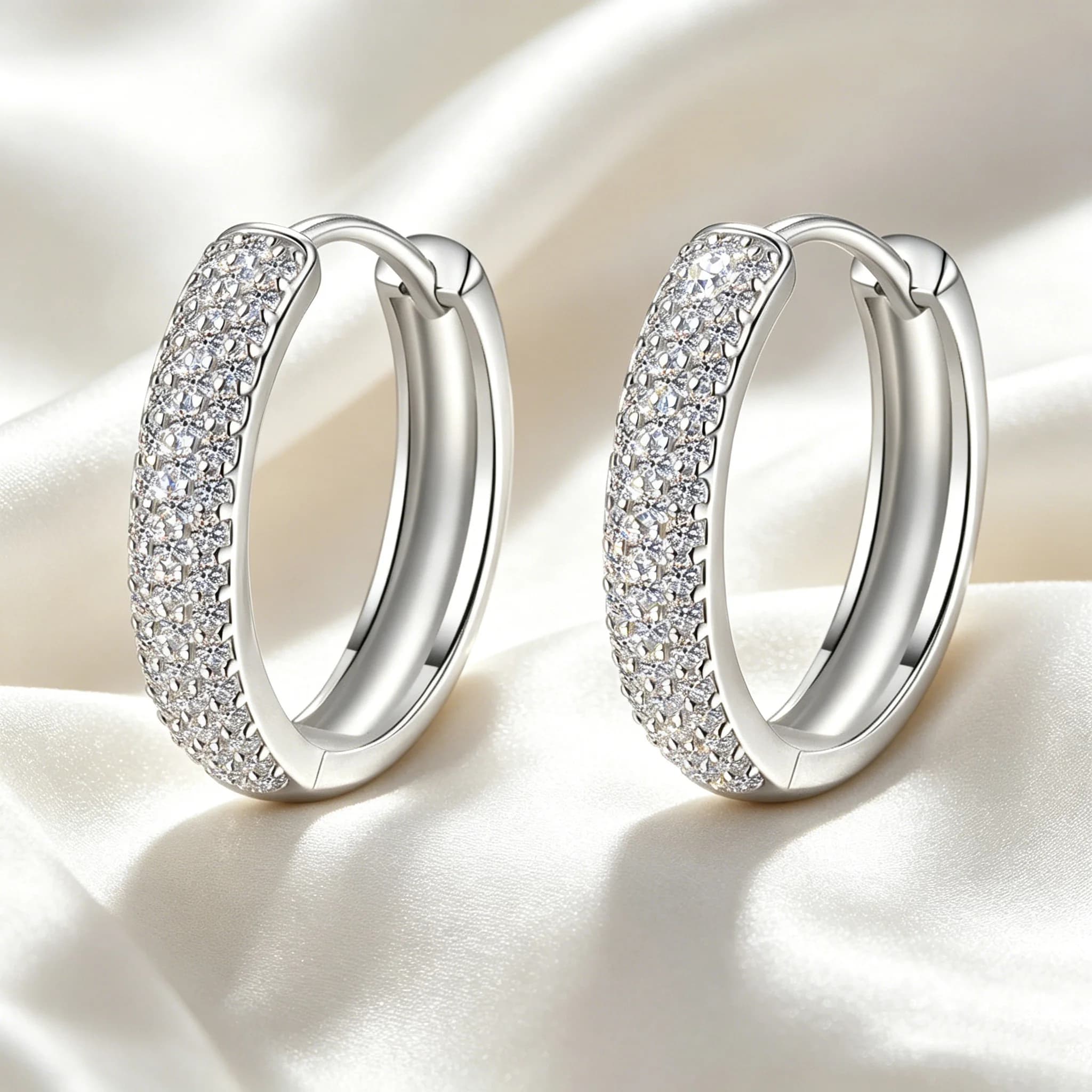 Boucles d'oreilles Moissanite 12/15/18/25mm, Bijoux Tremella Premium en Argent 925, Luxe Léger Abord