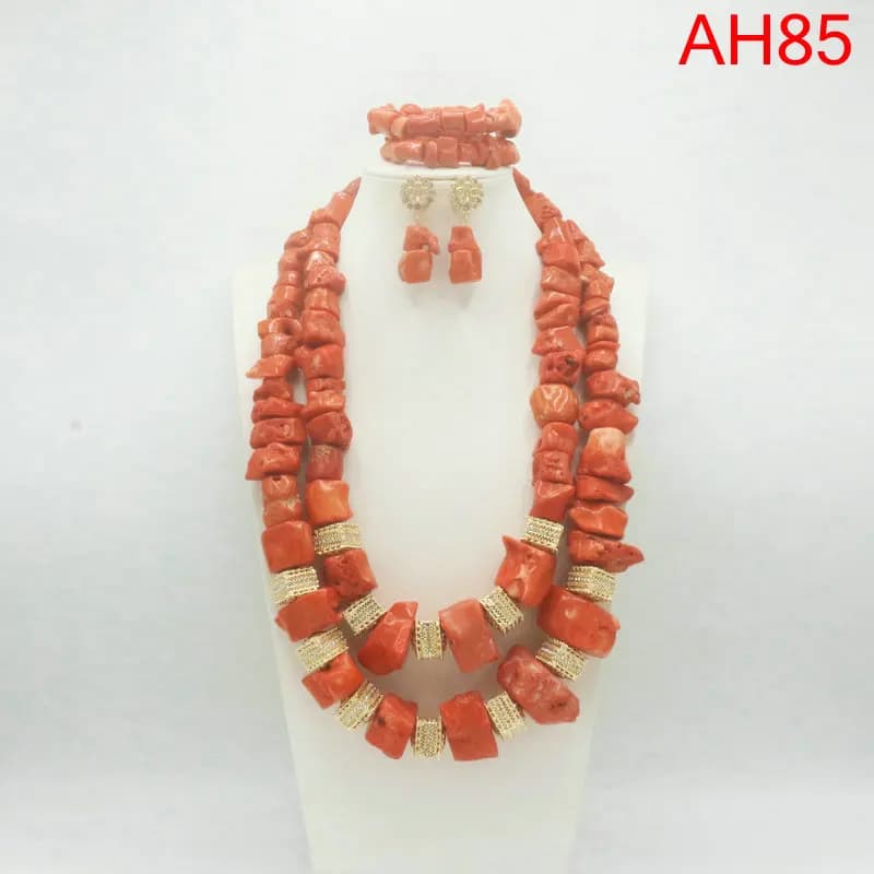 Ensemble de bijoux en perles de corail faits à la main, cadeau de mariage ethnique africain