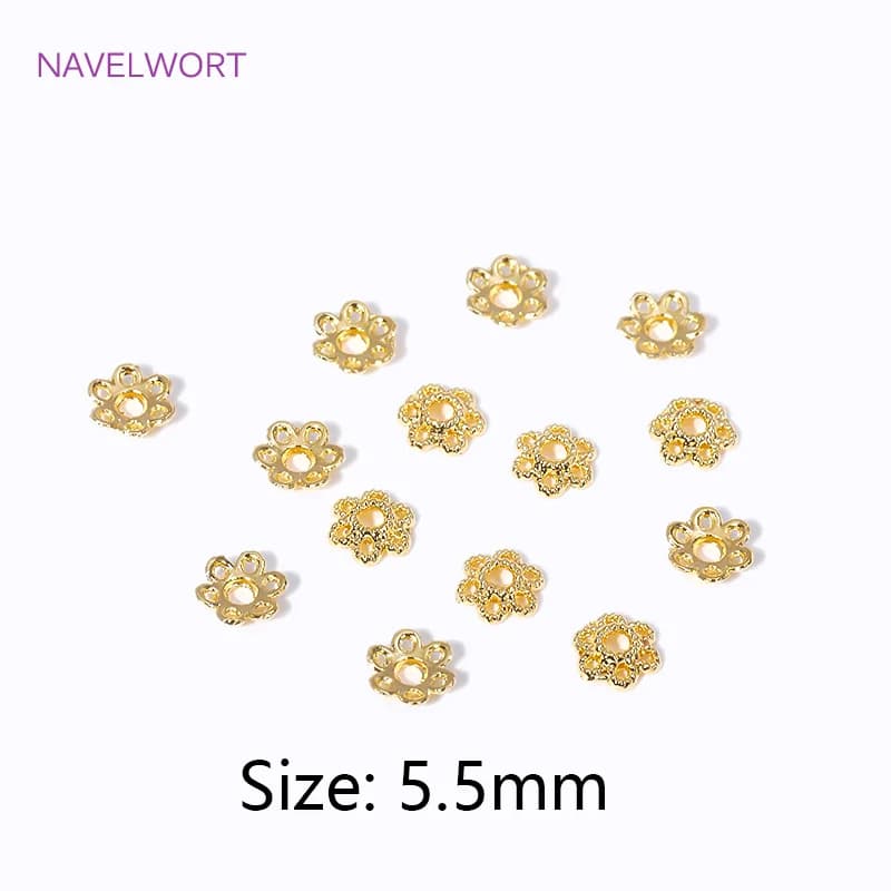 Bouchons de perles de fleurs en laiton plaqué or 18 carats, bouchons de perles en filigrane pour la