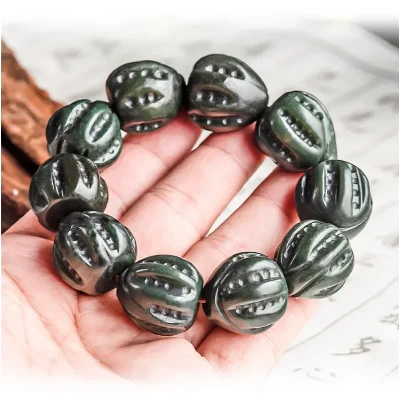 HETIAN-Bracelet Mantra en Pierre Naturelle pour Homme et Femme, Bijoux de Luxe, Cadeau