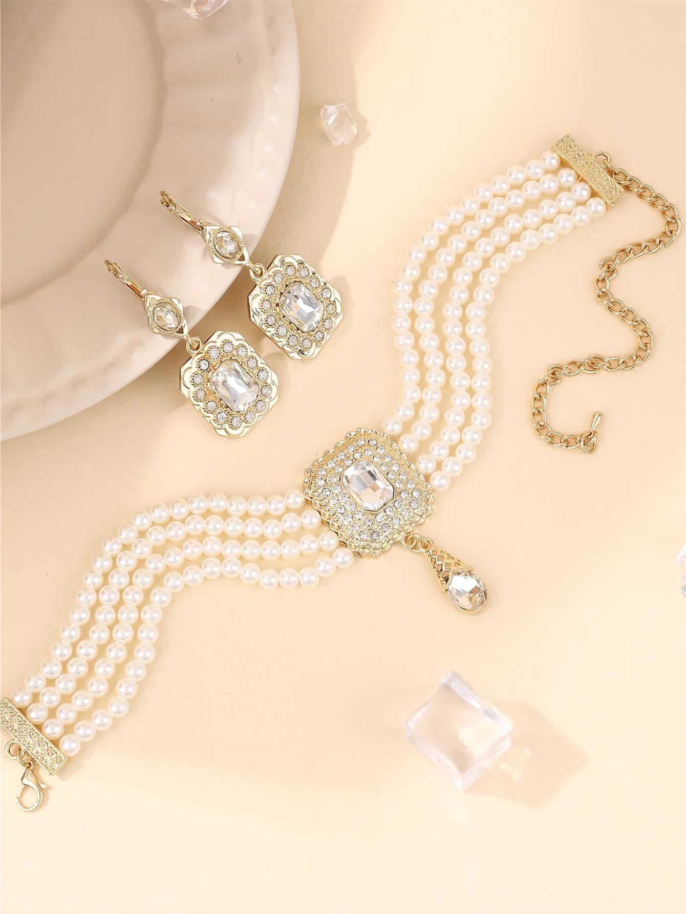 Ensemble de bijoux à la mode pour femmes marocaines (collier et boucles d'oreilles), accessoire de F
