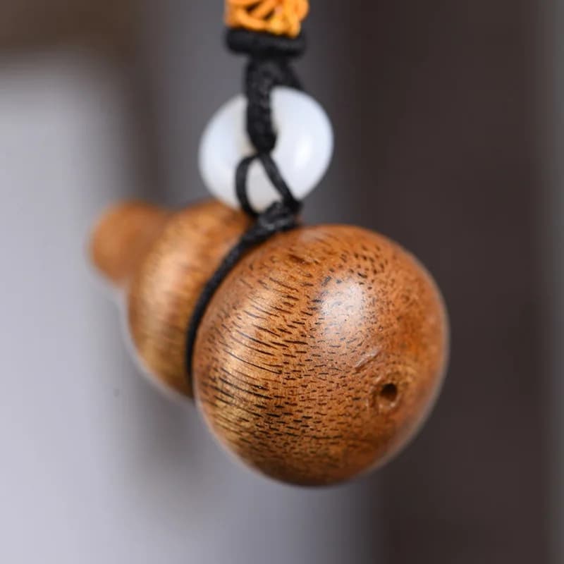 Kalimantan – pendentif gourde en bois d'agar, Grain de beurre, soie douce, vieux matériel, jeu cultu