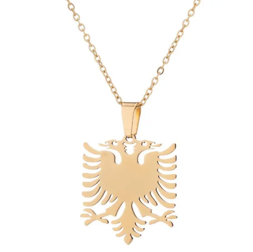 WOUWU – colliers avec pendentif aigle albanie, couleur or/argent, bijoux pour femmes et filles