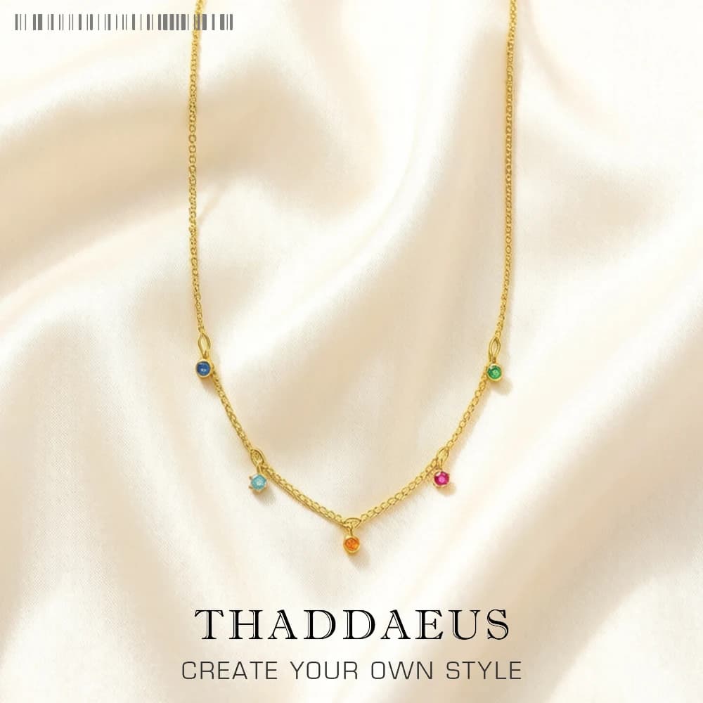 Collier en pierres colorées dorées, chaîne à maillons, bijoux fins, argent sterling 925, flambant ne