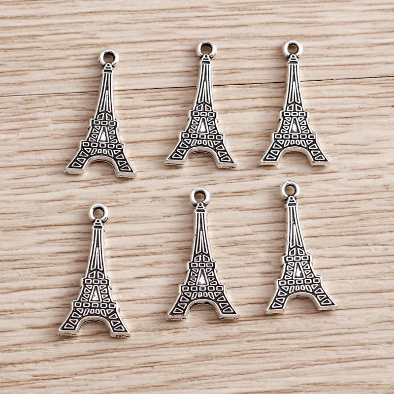 Tusember 50 Breloques Tour Eiffel en Alliage 10*18mm pour Bijoux Faits Main, Souvenirs de Vacances,