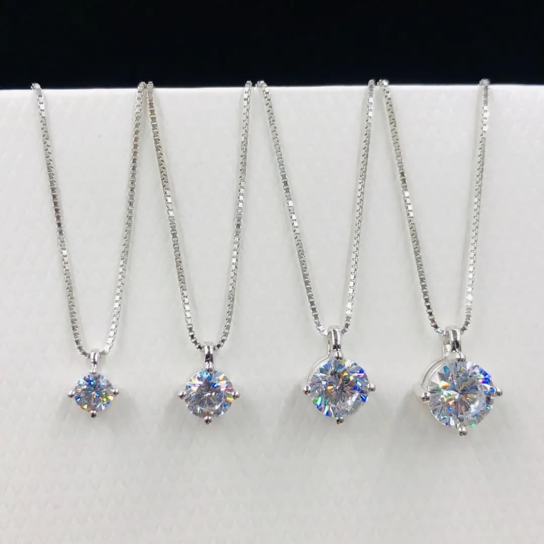 Collier en or blanc 18K pour femmes, pendentif Moissanite 0,5CT/1CT/2CT/3CT, beau cadeau pour annive