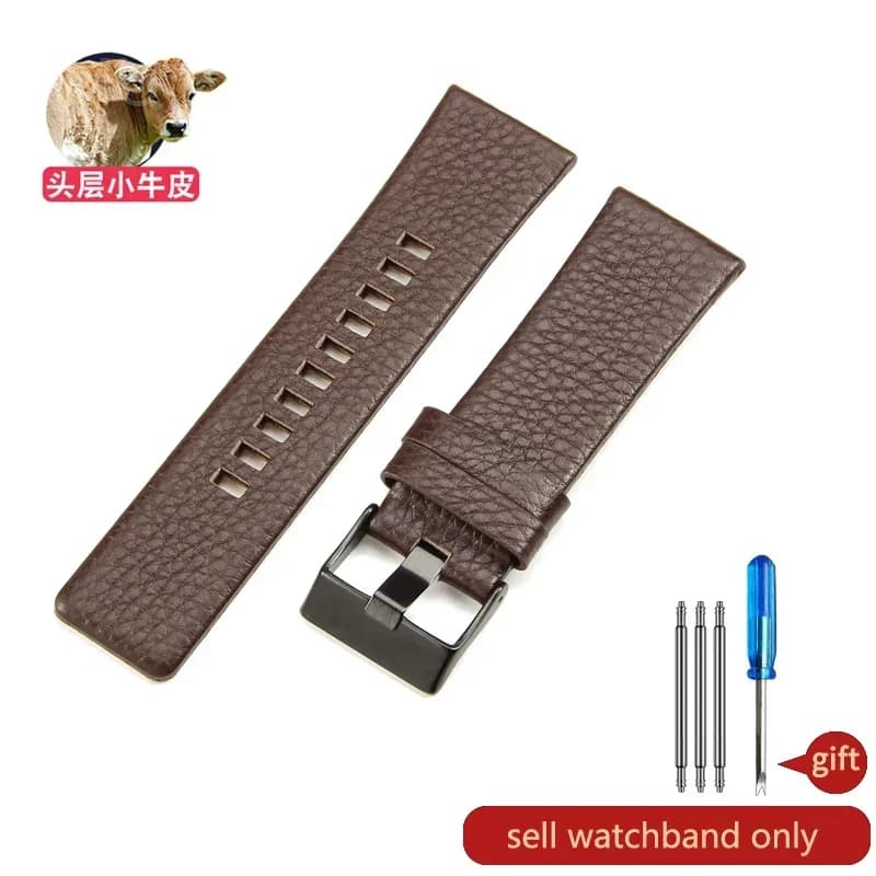 Bracelet de montre en cuir véritable haut de gamme pour montre Diesel, bracelet étanche en cuir de v