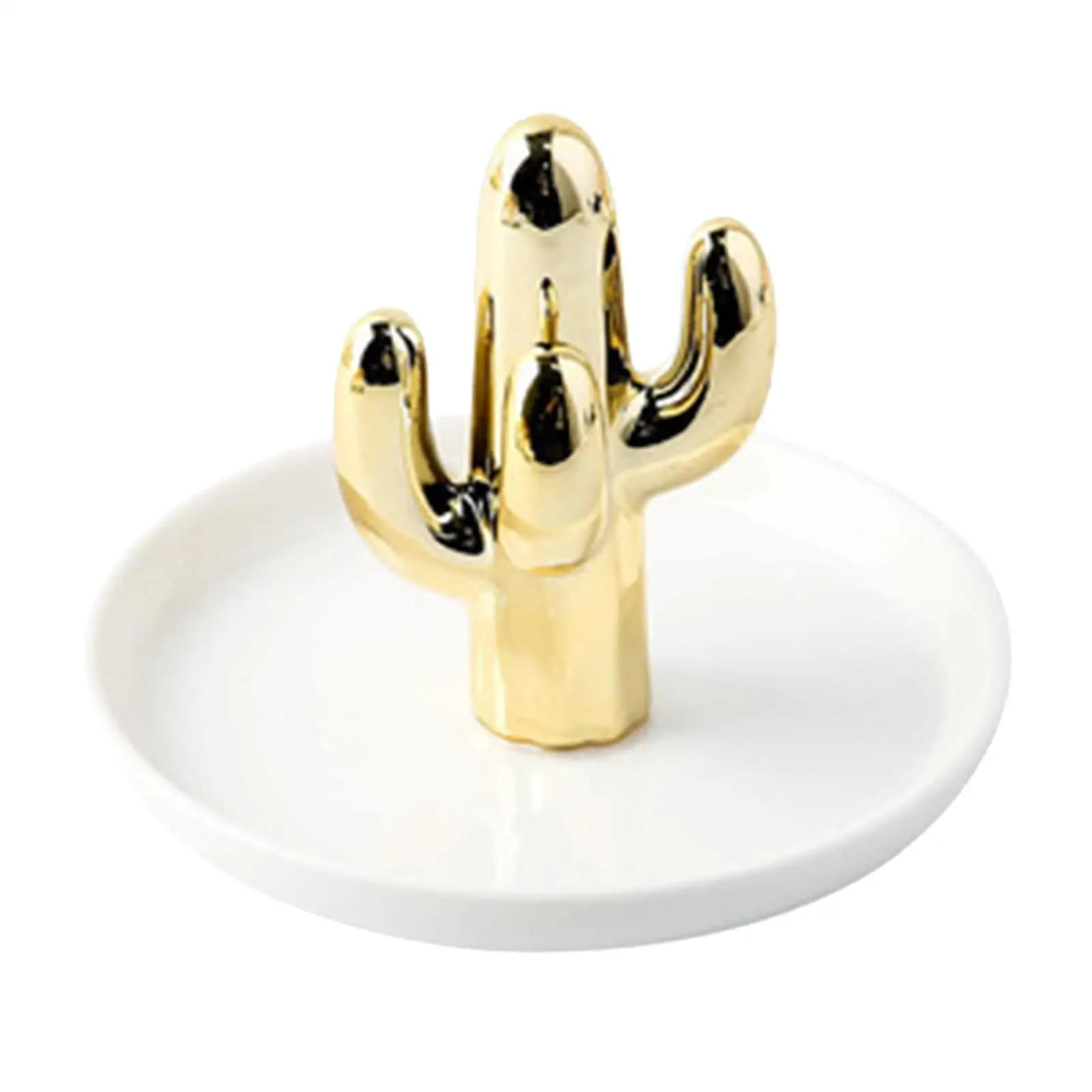 Plateau de support d'anneaux de Cactus en céramique, présentoir de bijoux, support de rangement pour