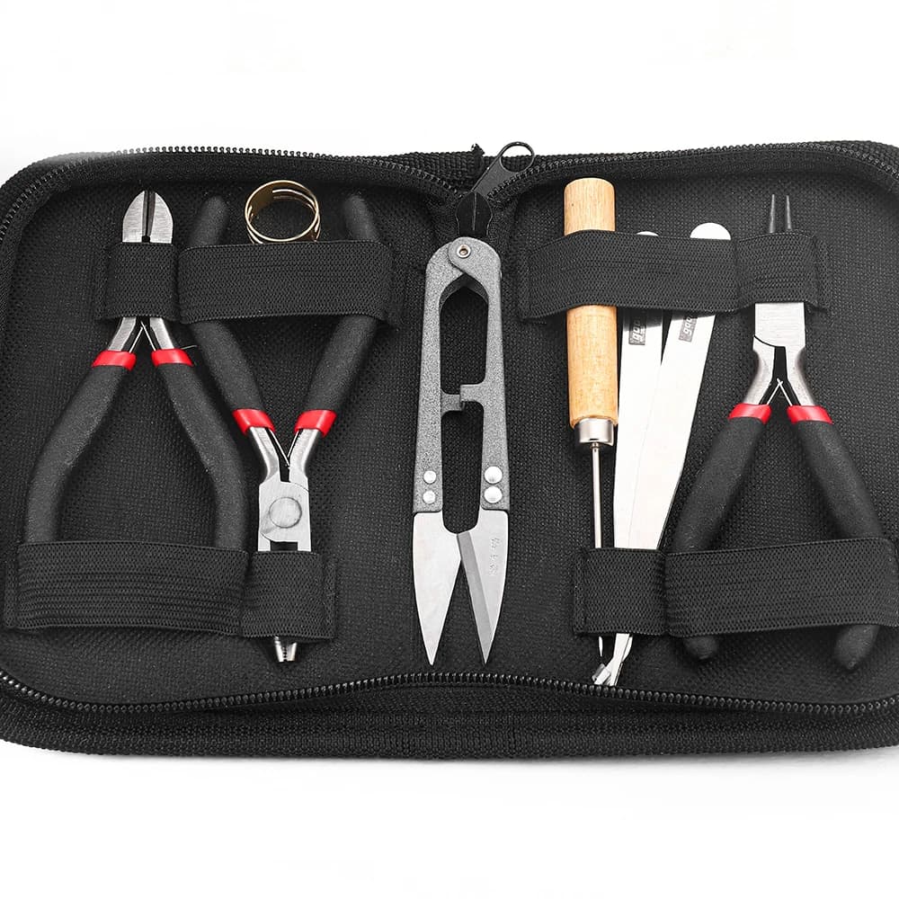 Kits de fournitures pour la fabrication de bijoux, avec pinces à bijoux, ouvre-anneau de saut, poinç